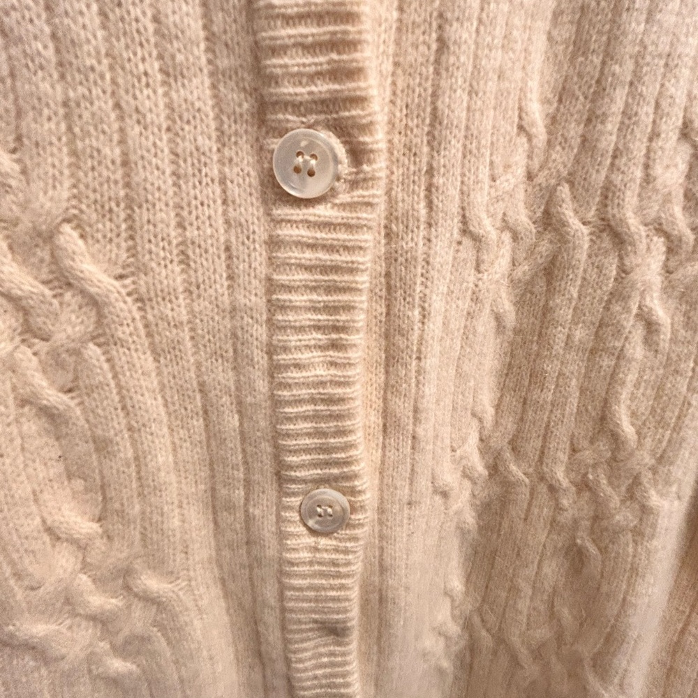 Liz Claiborne Mid Thigh Cream Sweater Cardigan Size M - Picture 7 of 7